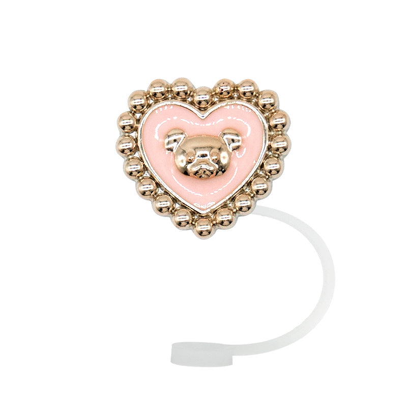 Wholesale 10pcs/packAcrylic Straw Cap Dust Plug Imitation Metal Shell